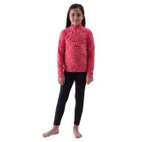 Dievčenská lyžiarska flisová mikina 4F JUNIOR FLEECE UNDERWEAR-JWAW24UFLEF051-62A RED ALLOVER · záber 1