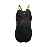 Dievčenské plavecké jednodielne plavky ARENA SWIMSUIT V BACK GRAPHIC Black · záber 4