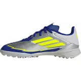 Chlapčenské futbalové kopačky turfy ADIDAS F50 League Messi Jr TF silver metallic solar yellow lucid blue · záber 2