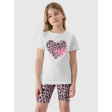 Dievčenské kraťasy 4F JUNIOR TIGHTS-4FJWSS24TTIGF133-56A-LIGHT PINK ALLOVER · záber 3
