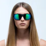 Slnečné okuliare RED BULL SPECT LOOM-005P, matt black rubber, smoke with green mirror CAT3, POL, 62-14-127 · záber 3