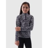 Dievčenská lyžiarska flisová mikina 4F JUNIOR FLEECE UNDERWEAR-JWAW24UFLEF051-20A-DEEP BLACK ALLOVER · záber 2