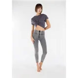 Dámske jeggings nohavice FREDDY WR.UP® superskinny push up 7 8 jeggings with high waist and zip-Grey · záber 2