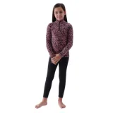 Dievčenská lyžiarska flisová mikina 4F JUNIOR FLEECE UNDERWEAR-JWAW24UFLEF051-64A-SALMON CORAL ALLOVER · záber 1