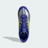 Chlapčenské futbalové kopačky turfy ADIDAS F50 Club Messi Jr TF silver metallic solar yellow lucid blue · záber 5