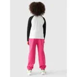 Dievčenské tepláky 4F JUNIOR TROUSERS-JWAW24TTROF754-55S-HOT PINK · záber 3