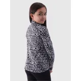Dievčenská lyžiarska flisová mikina 4F JUNIOR FLEECE UNDERWEAR-JWAW24UFLEF051-20A-DEEP BLACK ALLOVER · záber 4