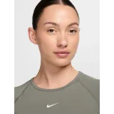 Dámske tréningové tričko s krátkym rukávom NIKE PRO W NP DF SS CROP TOP TT GX-320-Khaki · záber 4