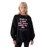Dievčenská mikina 4F JUNIOR SWEATSHIRT-JWAW24TSWSF1214-20S-DEEP BLACK · záber 1