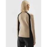 Dámska zateplená lyžiarska mikina s 1 2 zipsom 4F BRUSHED UNDERWEAR-AW23UBRUF042-82S-LIGHT BROWN · záber 3