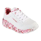 Dievčenská rekreačná obuv SKECHERS Uno Lite Lovely Luv K white red · záber 1