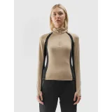 Dámska zateplená lyžiarska mikina s 1 2 zipsom 4F BRUSHED UNDERWEAR-AW23UBRUF042-82S-LIGHT BROWN · záber 2