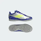 Chlapčenské futbalové kopačky turfy ADIDAS F50 Club Messi Jr TF silver metallic solar yellow lucid blue · záber 4