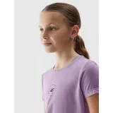 Dievčenské tréningové tričko s krátkym rukávom 4F JUNIOR TSHIRT FNK-4FJWSS24TFTSF696-51S-VIOLET · záber 5
