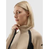 Dámska zateplená lyžiarska mikina s 1 2 zipsom 4F BRUSHED UNDERWEAR-AW23UBRUF042-82S-LIGHT BROWN · záber 5