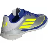 Chlapčenské futbalové kopačky turfy ADIDAS F50 League Messi Jr TF silver metallic solar yellow lucid blue · záber 4