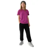Dievčenské tepláky 4F JUNIOR TROUSERS-JWAW24TTROF754-20S-DEEP BLACK · záber 1