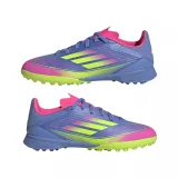 Chlapčenské futbalové kopačky turfy ADIDAS F50 League Jr TF blue fusion lucid lemon lucid pink · záber 4