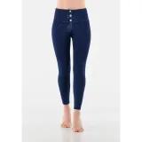 Dámske jeggings nohavice FREDDY WR.UP® superskinny push up 7 8 jeggings with high waist and buttons-Blue · záber 2