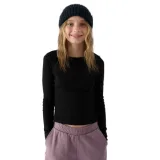 Dievčenské tričko s dlhým rukávom 4F JUNIOR LONGSLEEVE-JWAW24TLONF292-20S-DEEP BLACK · záber 1